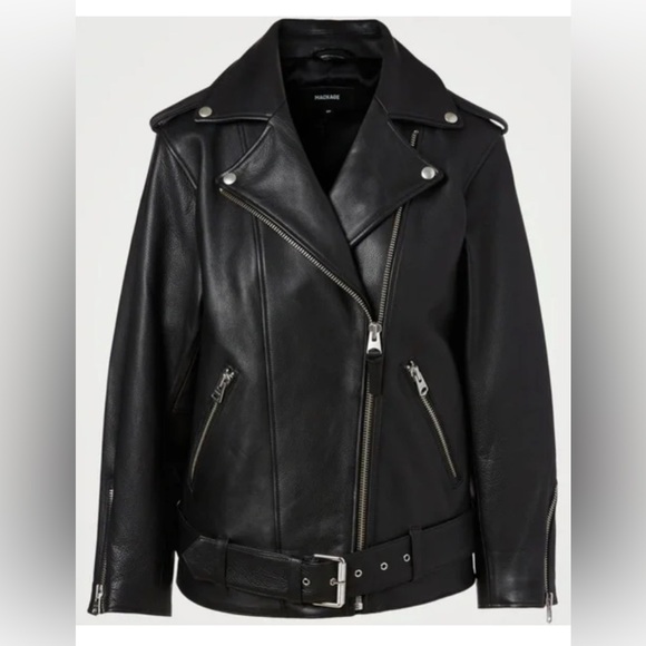 NWT Mackage Jayda Oversized 100% Cow Leather Biker Jacket $1190 Sz M - Picture 4 of 6